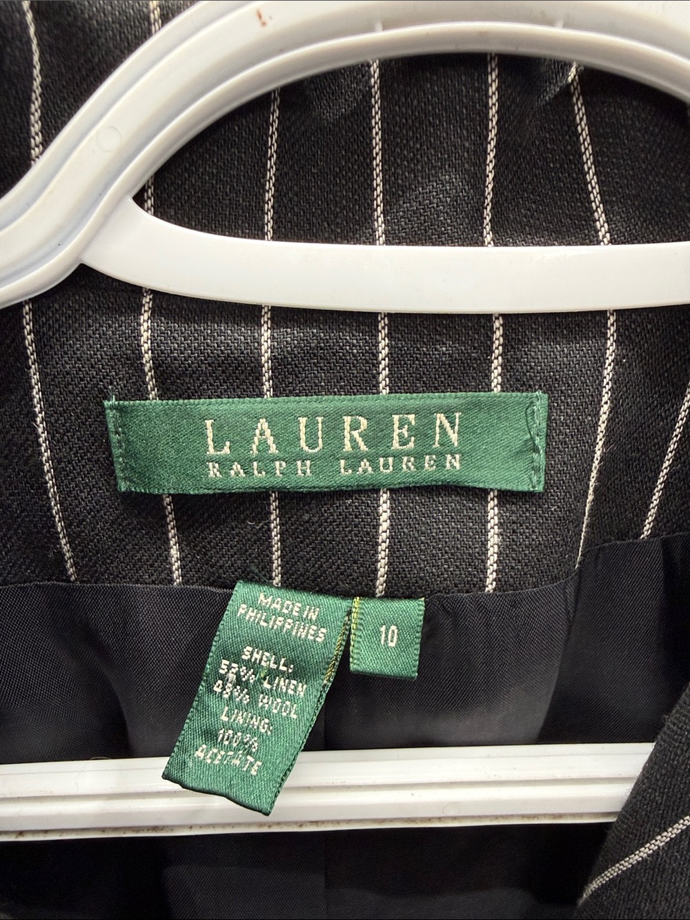Lauren Ralph Lauren Black Pinstripe Tailored Blazer - Picture 2 of 5